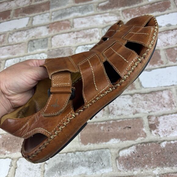 Pikolinos Tarifa Nautica Fishermans Brown Leather Classic Hoop Loop Sandals 44 main image 6